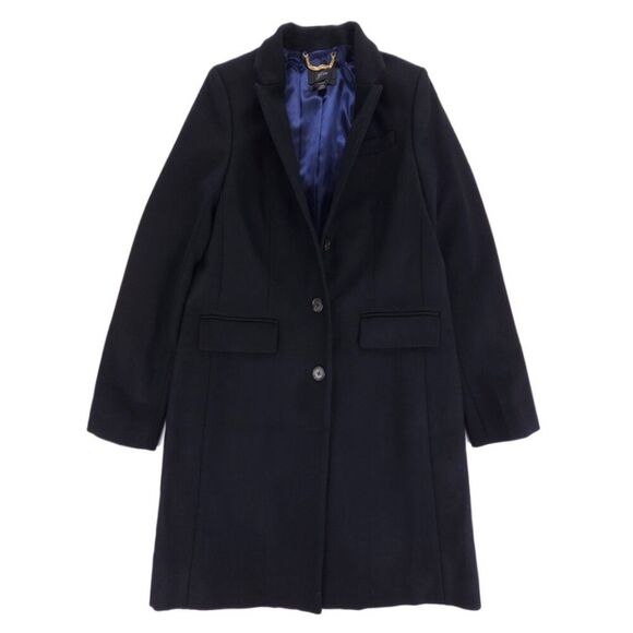 NEW J Crew 100% Wool Regent Coat Old Button Quiet Luxury Minimal Classic Black - Picture 1 of 13